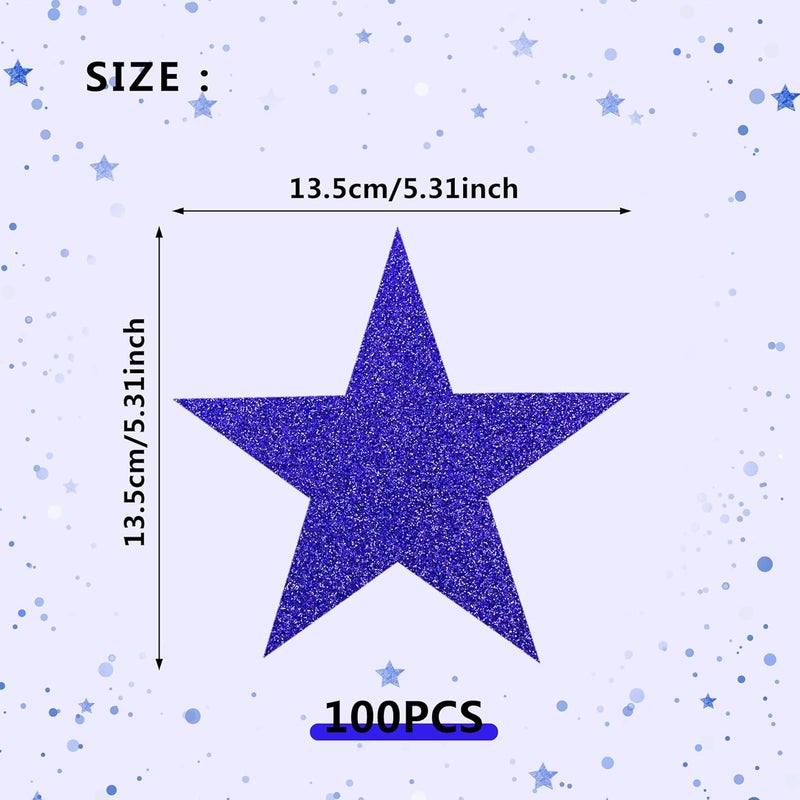KEEPARTY 100 PCS Glitter Blue Five Star Cutouts Paper Stars Confetti Cutout Blue Star Cutouts for Bulletin Board Stars Accents Classroom Wall Party Decoration Supply - Image 2